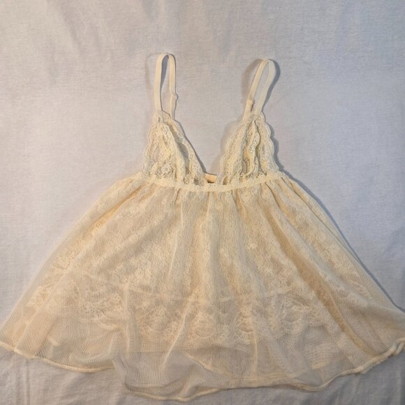 VICTORIA'S SECRET Y2K Fairy Lacy Sheer Ivory Babydoll Top Size M Never Worn! - Picture 16 of 16